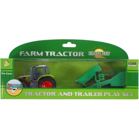 Fém traktor utánfutóval