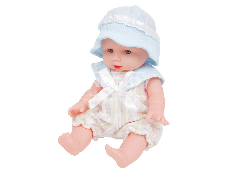 Játékbaba csíkos ruhában - 30 cm