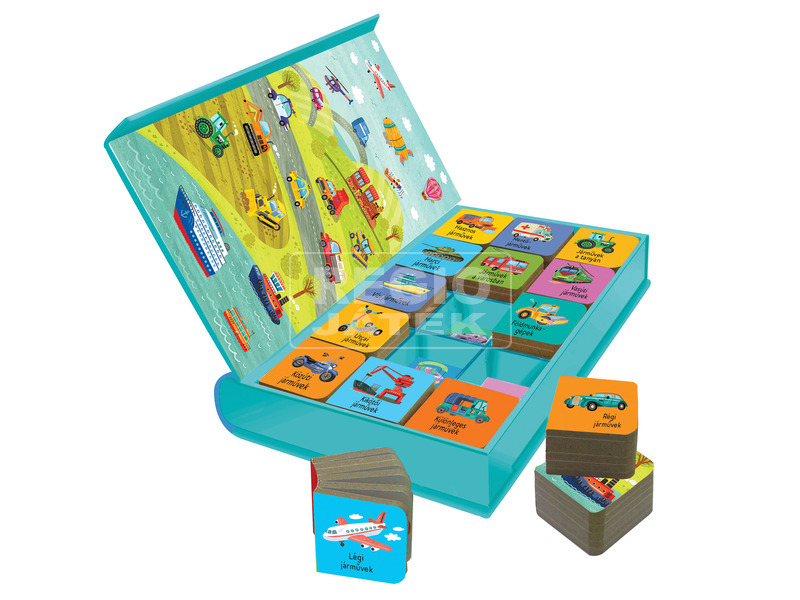 15 kis könyv okos gyerekeknek mágneses dobozban -Kedvenc Járműveim