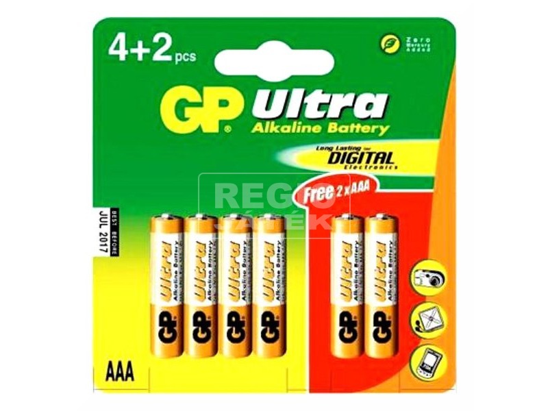 GP Ultra AAA mikro elem 6 darabos készlet