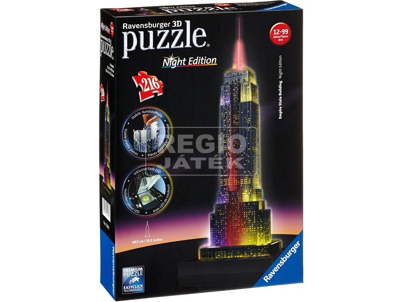 Ravensburger: Empire State Building 216 darabos 3D LED puzzle | REGIO ...