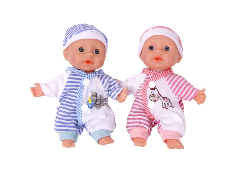 Játékbaba csíkos pizsamában - 20 cm, többféle