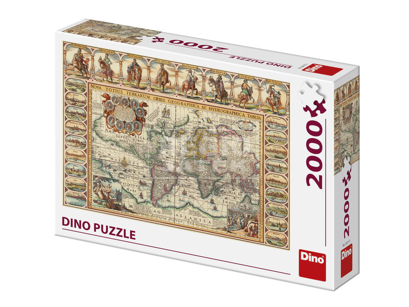 Dino Puzzle 2000 db - Világtérkép kép nagyítása