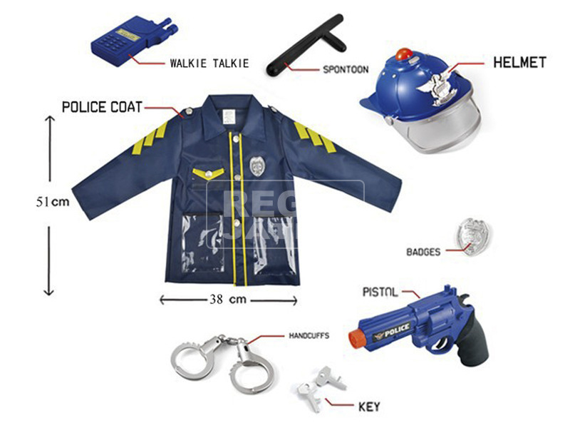 Rendőr jelmez: kabát és 7 kiegészítő, zenél, világít kép nagyítása