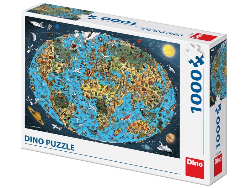 Dino Puzzle 1000 db - Világtérkép kép nagyítása