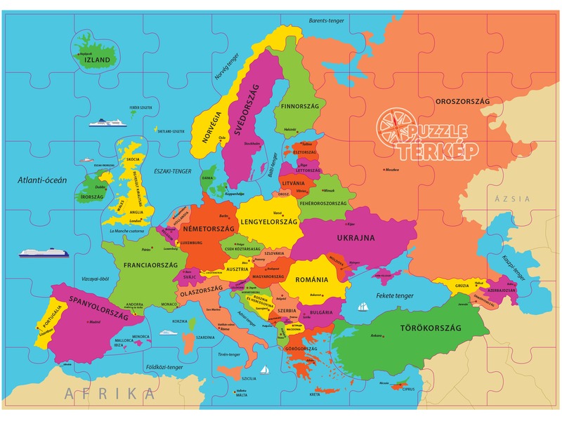 DINO: Európa térkép magyarul 69 darabos puzzle kép nagyítása