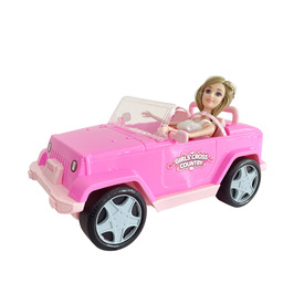 Rózsaszín autó 30 cm babával