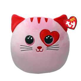 Ty Squishy párna alakú plüss figura FLIRT, 30 cm - rózsaszín macska
