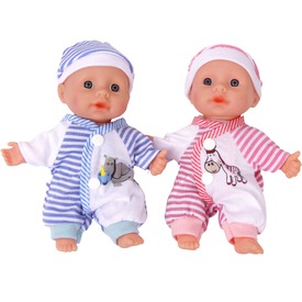 Játékbaba csíkos pizsamában - 20 cm, többféle