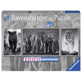 Ravensburger: Puzzle 1000 db - Párduc, elefánt, oroszlán