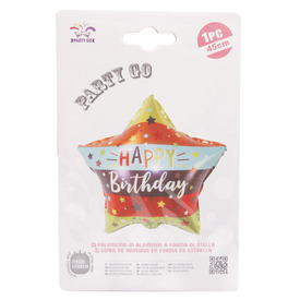 45 cm Happy Birthday fólia lufi, többféle, csillag alakú- héliummal tölthető