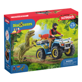 Schleich Menekülés quaddal a velociraptor elől