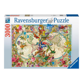 Ravensburger Puzzle 3000 db - Világtérkép és pillangók