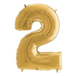 02967 - Héliumos fólia lufi, 2-es szám, 65 cm, arany