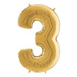 02968 - Héliumos fólia lufi, 3-as szám, 65 cm, arany