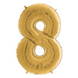 02974 - Héliumos fólia lufi, 8-as szám, 65 cm, arany