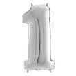 02979 - Héliumos fólia lufi, 1-es szám, 65 cm, ezüst