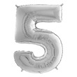 03011 - Héliumos fólia lufi, 5-ös szám, 65 cm, ezüst