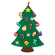 Filc karácsonyfa, 17 ráakasztható dísszel, 72 cm magas kép nagyítása