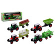 06821 - Fém traktor utánfutóval - 22 cm, többféle