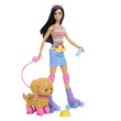 Barbie kutyasétáltó görkoris szett - barna baba kép nagyítása