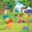 Puzzle 3x49 db - Micimackó sportos napja kép nagyítása